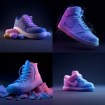 **Minimalistic funny cheerful cute 3d sneaker from the outside. Smooth plastic textures. Pure colors, realistic textures. Dark background without shadows. Blue and purple shades. Studio lighting. Clay. Bright colors. Light wind --v 7.0** - <@1344601249827258441> (relaxed)
-# Create, explore, and organize on [midjourney.com](<https://midjourney.com/imagine?from_discord=1>)