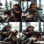 **Hyper-realistic image of a 30-year-old North African woman working as a hairdresser, wearing a black stylist blouse and gloves. She is carefully applying blonde dye to the long hair of a female client, who is seen from the back. The scene is set inside a modern, well-lit hair salon with minimalist decor and clean surfaces. Natural daylight floods the space through large windows, creating soft reflections and realistic shadows. The focus is on the concentration of the hairdresser and the blonde dyeing process. High definition, high resolution. --ar 9:16 --v 6.1** - Variations (Strong) by <@1277569890588557353> (fast)
-# Create, explore, and organize on [midjourney.com](<https://midjourney.com/imagine?from_discord=1>)