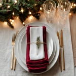 **<https://s.mj.run/CetuniwHn6M> A white mockup invitation card. Minimalist, festive christmas background, warm light, fairy light bokeh, linen tablecloth, elegant and natural holiday aesthetic. red napkins. Red, deep green, beige color palette. Elegant Christmas --ar 4:3 --v 7.0** - Image #3 <@1038768977310121984>