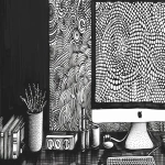 **a black and white illustration if a computer screen and a logo design on the screen --ar 16:9 --sref <https://s.mj.run/hjYxXTvad5g> --v 6.0** - Image #2 <@999895176619237436>