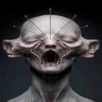 **reconfigured face, out of place ear, rearranged face, mouth above eyes, nose on chin, surreal fluidity crisis, mangled facial features --ar 2:3 --raw --sref 1809924337 3348285292 77 13 6 95 24 --p ajjw9qi --exp 50 --sv 4 --s 666 --v 7.0** - Image #1 <@788265797444173834>