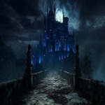 **<https://s.mj.run/RWBYgNNePAQ> Nighttime dark fantasy scene. A massive gothic castle stands on the far side, matching the architecture and atmosphere of the reference image. A long ancient stone bridge extends from the castle directly toward the camera, detailed with cracks, moss, and weathered medieval stone. At the front of the bridge, on both sides, two large dragon-head statues carved from aged stone, illuminated subtly by moonlight. Deep shadows, cold blue moonlight, drifting mist over the bridge, dramatic nocturnal atmosphere, cinematic depth, ultra-detailed, hyper-realistic, no text, --ar 16:9** - Image #3 <@806928260780261427>