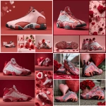 **custom air jordan 14s designed in a red and pink colorway. the picture resolution should be hyper realistic. Show different angles of the shoe. The background should contrast with Valentine’s Day, decorations, hearts, and roses.** - <@917332670239895563> (fast)
-# Create, explore, and organize on [midjourney.com](<https://midjourney.com/imagine?from_discord=1>)