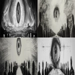 **pencil sketch, black and white, surreal metaphorical artwork, a long boardroom table with executives seated, above them looms a giant Eye of Sauron watching, eerie but stylized, symbolic of board observer trap, sketchbook style, visible pencil strokes, crosshatching, high contrast, dramatic and thought-provoking --ar 5:1 --v 6.0 --raw** - <@1050631111002296333> (fast)