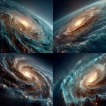 **Photorealistic spiral galaxy hovering above faint transparent rippling waves of energy, waves glowing very subtly in blue and white, dark clean cosmic background, one clear central focal galaxy, no clutter, soft cosmic haze around the edges, realistic astrophotography lighting, elegant minimalistic style, highly detailed but crisp and simple composition, scientific visualization style, perfect for educational space thumbnail. --ar 16:9 --v 7.0 --s 750** - <@1347352121820844044> (relaxed)
