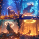 **A mythical fox made of fire, a halo of electricity floating above head, fireflies flying around background, inside of a mystical misty forest, embers in foreground, cinematic, bokeh effect, abstract, foxfire, 3d, uhd, octane render, --ar 3:4 --niji 6** - <@812948421366644747> (fast, stealth)