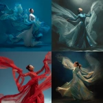 **surreal Vietnamese dancer in long flowing ao dai, fantasy and dramatic** - <@1178742734534758402> (fast)