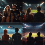 **a photorealistic image fo a couple watching the champions league, they are sitting in the arena but the girl is cheering for one team and the boy for another, you can sense the anymosity amongst them** - <@1072947040281165924> (fast)