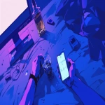 **comic book Cel-shaded anime style with bold clean linework, a dimly lit nightstand with a glowing phone beside a half-empty liquor glass or bottle, soft neon purple and blue lighting, shadows stretching across messy sheets, notifications pulsing gently, cinematic intimate mood --niji 6 --ar 16:9** - Image #3 <@257221362568003584>