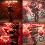 **Harley Quinn in her classic black and red jester outfit, standing under a glowing red spotlight, holding her bat over her shoulder, chaotic graffiti hearts and X’s on the wall behind her, playful but dangerous expression, cinematic red tones, space for lyrics --ar 9:16 --v 7.0** - <@257221362568003584> (fast)
-# Create, explore, and organize on [midjourney.com](<https://midjourney.com/imagine?from_discord=1>)