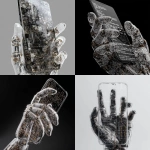**mobile phone, straight on, held by a semi-transparent robot hand made of coding lines --v 7.0** - <@1048326817838280714> (fast, stealth)