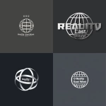 **A sleek minimalist real estate logo, modern globe icon as the "O" shape between the text "Reality East" and "West", thin-line style, silver and charcoal gray palette, transparent background. Elegant typeface, negative space, horizontal alignment, flat design aesthetic. Created Using: Figma, Swiss design influence, optical kerning, SVG clarity, muted tones, brand identity grid, line weight balance, modernist typography --ar 1:1 --v 6.0** - <@947934760217489448> (fast)
