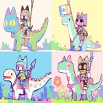 **cute medieval cat rides a diplodocus into battle --ar 3:2 --sref 1198707268 --profile xd6tqqy --sw 400 --stylize 800 --niji 6** - <@937851746712186921> (relaxed)