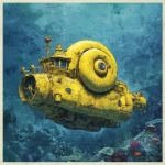 **a yellow navy ammonite amanita submarine down the sea --v 7.0 --raw** - Image #1 <@1071135204846096475>