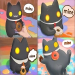 **cartoonish dark-gray maneki-neko cat with white collar and red tie and cute yellow eyes. the bulbous legless blackslime rounded holding a donut, speech bubble saying text "mine", rainbow paint background --no bell, whiskers, mouth, nose, pupils, eye slits, koban, hind legs, feet, toebeans, vest, bell, whiskers, mouth --ar 3:2 --sref 2707741649 3685607445 4085918670 2199643267 --profile r9zzeex jxedwsk --cref <https://s.mj.run/kOlZshzY0sc> <https://s.mj.run/SabCvjv17qM> <https://s.mj.run/Hbc0IRbkZm0> <https://s.mj.run/BLiGxzBzgpk> --cw 10 --niji 6** - <@937851746712186921> (relaxed)
-# Create, explore, and organize on [midjourney.com](<https://midjourney.com/imagine?from_discord=1>)