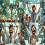 **cartoon man flipping a desk in an HR meeting, celebrating his appeal win, shocked HR staff, papers flying, funny, vibrant, exaggerated expressions, chaotic comic energy --v 6.0 --ar 16:9 --s 600** - <@1071571012547780618> (fast)
-# Create, explore, and organize on [midjourney.com](<https://midjourney.com/imagine?from_discord=1>)