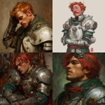 **digital art, fantasy art, D&D eberron, slightly steampunk, 28 year-old general wearing silver and green heavy armor, red hair, no facial hair, tired look** - <@882568318530232330> (fast)