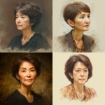 **Ms. Kikuko Matsushita, a Japanese woman in her early 60s. Her hair is short for a woman, brown in color. She possesses a sharp, piercing gaze, yet her eyes are gentle. She has a very slender build but is short in stature. Portrait sketch. Oil painting style.** - <@1105655477741813870> (fast)