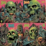 **a vintage death metal, 80s/90s band album cover meets 60s horror comic book cover - "Hugo’s House" --v 7.0** - Variations (Strong) by <@376196082390138880> (fast)