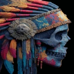 **patchwork telomere is beaded hair native American skull neon glowing ember charcoal burnt --s 250 --v 7.0 --ar 3:4** - Image #4 <@974789918188535848>