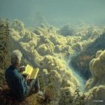 **"Good""Morning" Sticky-note SuperImposition Cotton Clouds Paint a Scene of an Old Man Relaxing in the Forest Drinking some Tea, Looking over a book containing Fluvioglacial-Outwash-Plaines Craft-World Hyper-RealityMash --ar 3:2 --v 7.0** - Image #1 <@426654487248109579>