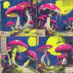 **early 1970s horror B-movie poster style UK bassline cover art, acid rave theme, dripping random objects with tongues out and sweat, chaotic mushrooms, exaggerated lighting, VHS grain, neon green and pink palette, hand-painted airbrush textures, campy sci-fi horror vibe, glowing outlines, dramatic composition, inspired by Phatworld, Mozey, Interplanetary Criminal, --ar 1:1 --v 7.0 --s 850 --q 2 --raw** - Variations (Strong) by <@289277077293760513> (fast)