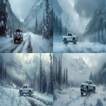 **a popular pickup truck (Toyota Tacoma TRD Off-Road) parked in a deep snowy mountain pass, thick falling snow, frosted trees, overcast light, tire tread in snow, cinematic automotive ad photography, photorealistic 8k detail, wide landscape composition with empty space on left for text and logo placement, depth of field, Canadian winter environment, cold misty air, moody yet premium tone, professional commercial lighting, ultra-sharp reflections, perfect for web banner hero image --ar 7:3 --v 6.0 --s 250 --raw** - <@692393901872644097> (fast)