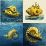 **a yellow navy ammonite amanita submarine down the sea --v 7.0 --raw** - <@1071135204846096475> (fast)