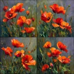 **<https://s.mj.run/HazaVi7ln8k> Generate a painting in the style of this painting. Painting scarlet poppies --v 7.0** - Variations (Strong) by <@1171132266240553092> (fast)