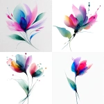 **abstract watercolor flower painting, vibrant brushstrokes, soft flowing lines, colorful ink wash style, pink purple blue green and red tones, minimal white background, expressive modern floral art, elegant and airy composition, inspired by contemporary tattoo watercolor style, fine art illustration, high resolution** - <@1128954520425222255> (fast)