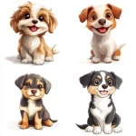 **cute funny puppy dog illustration on white background --v 6.1** - <@1149548134817599520> (fast)