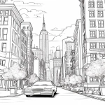 **coloring book cover drawing New York, in the style of mixes realistic and fantastical elements, dreamlike illustrations, bloomcore, tasteful use of negative space, no text, sketchfab, adventurecore, magic realism --ar 83:107 --v 5.2** - Image #2 <@1144501518293282817>
