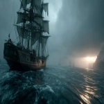 **Ultra-realistic cinematic photograph of the abandoned Mary Celeste ghost ship drifting silently across a dark, endless ocean, her sails torn and rigging loose, no crew visible. The sea is unnervingly calm, with grey rolling swells reflecting the dim overcast sky. Heavy storm clouds loom above, with only a faint cold light breaking through, creating an ominous glow on the horizon. The atmosphere is eerie, bleak, and mysterious, like a ghost frozen in time. Natural muted colors, deep shadows, high-detail textures of wet wood and torn canvas sails, National Geographic style documentary realism, 19th century maritime ghost story mood, gloomy and unsettling. --ar 16:9 --v 7.0 --s 750** - Image #4 <@1347352121820844044>