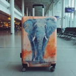 **Travel suitcase painted with elephant motif on the outside, back space at the airport** - Image #2 <@847871507090112512>
