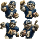 **<https://s.mj.run/gwNkfqGC_hY> a sports logo, A block letter A in the background with the picture holding a football. colors are navy Blue, Metallic Gold, and cream, cartoon style art, white backgroun --s 250** - Variations (Strong) by <@180156009745088513> (fast)