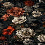 **dark, moody floral wallpaper with muted colors, detailed in a vintage aesthetic, creating a moist, atmospheric look. --ar 4:7 --v 6.0 --s 250** - Image #2 <@756269320539209761>