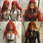 **Fantasy concept illustration, Full figure, Female, Human, Rogue, full body tattoo, Ring on right hand, Long whip, Penetrating dark eyes, Long and messy red hair, Octopath traveler style, White background, High quality, Exaggerated fighting pose --s 999 --v 6.1** - <@1200579161052414016> (fast)
-# Create, explore, and organize on [midjourney.com](<https://midjourney.com/imagine?from_discord=1>)