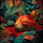 **Kawai sleeping and wake cats a red and green leafs painting about nature, sleeping anime kawai cats and mixed more colourful abstract more street art mesh red cat more present** - Image #4 <@1103302811522977882>