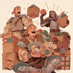 **too much packages in a too small room, the quixotic alchemist grokked syzygy through dymaxion tensegrity, soft pastel with stippled cardamom for texture, Dungeons and Dragons players laugh, basket balls --niji 7** - Image #3 <@917327632763322368>