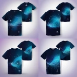 **Professional t-shirt graphic design with vibrant gradient black to blue background, abstract kite shapes in motion, , dynamic wind swirls, modern geometric patterns, subtle integration of logo text, minimal background, clean layout, screen-print ready, vector style, subtle motion lines to represent wind energy --v 5.0** - Variations by <@544365320228306984> (fast)