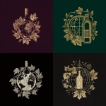 **elegant one-color foil illustration of a globe intertwined with vine leaves and a wine bottle, symbolizing global trade and fine beverage export, minimal line art, refined symmetry, high-end luxury design, no people, vector emblem composition** - <@1141890881742458911> (relaxed)