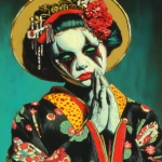 **eerie painting with a color scheme of monochromatic black and white with a pop of Color. The painting uses cross-hatching and palette knife techniques, inspired by analog horror, grunge Polaroids, ukiyo-e and retro Japanese horror. The mood is mysterious and unsettling --exp 50 --stylize 1000 --p o4l8lp8 djcuvnt ht8lvr3 --ar 4:5 --v 7.0** - Image #1 <@948741381743083580>
