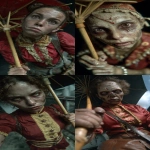 **elegant female zombie holding a parasol, view from bottom, --ar 9:16 --p 3szibf7 --s 1000 --v 7.0** - <@1071437900610293863> (fast)