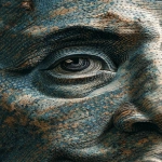 **Macro Photography, Papyrus Fiber Pattern intricately weaving into a reimagined face --c 5 --s 500 --ar 4:7 --v 7.0 --p ydmwyf3 --exp 50 --oref <https://s.mj.run/59mbM3S1_Mc>** - Image #4 <@293080845789691904>