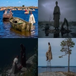 **<https://s.mj.run/jBF-3OvXjpI> <https://s.mj.run/6TBgezyNmL8> <https://s.mj.run/5RzicLNMaCI> An eerie movie scene featuring the discovery of a mystery in the ocean of Fiskebäckskil, Bohuslän. scientific equipment, camera crew, sunken boats, wires, cables, batteries, viking runes, hällristningar, bog people, stone-age memorabilia, ruins, dolmens, seaweed, kayaks, life vests, dead fish, wetsuits, lighting equipment, sound recording, microphones, tripods, scaffolding, movie props, soundstage, costumes, animatronics, plastics, rubber, ferns, moss, evergreens, pine trees. Realistic photography. --chaos 96 --ar 3:2 --raw --iw 2 --p 9kuhrxg** - Variations (Strong) by <@948180533639282688> (relaxed)