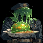 **slimy slime ball dictator dripping green slime drops Moebius --ar 3:4 --niji 7 --s 750** - Image #1 <@974789918188535848>
