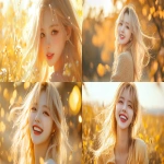 **Blond hair korean young women, gold, happy, pretty, cute --v 6.1 --ar 16:9** - <@1136199270224117860> (fast)