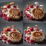 **An ammonite amanita dessert. French haute cuisine. Cuisine photography.** - Variations (Subtle) by <@1052958752749387917> (relaxed)