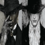 **arsenne lupin' gentleman burgler omar sy and his wife ludvine sagnier, john singer sargent illustrated STyle Double exposure, extreme details, rich dynamic colors, spirit, invocation, 3d, two sun solar system, full moon, stars, esoteric, sheer, Peridot, emerald green. citrine, ultramarine blue, diamonds, gold, sunset, high contrast, painting classic, oil , diodes, bows, velvet vogue, iridescent, holographic, full body pose, transparent details, colorized, neon pastel color palette, photorealistic, highly detailed, transparent parts, looks like professional hdr photography in fashion magazine, editorial photography, global illumination, moody lighting, post-processing, glowing shadows, chromatic aberration, black and white balance, scattering, beautiful cinematic lighting, lumen reflections, post-production, high fashion, tone mapping, shaders, Louis Icart's etching, extremely beautiful african american people, razumov style, art deco, art nouveau, tarot art, colorful, extremely fine detail, 3d, octane render, hdr, nature scene, high contrast, 8k, Ernie Barnes art , 8k, --chaos 99 --ar 8:5 --exp 50 --sref 1480533239 --profile poihdb6 --stylize 750 --v 7.0** - Image #4 <@843177938186797076>