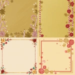 **simple, graphic design: light gold-color background , color blocked, border featuring solid color candy canes, stars, flowers** - <@1074888048279552010> (fast)